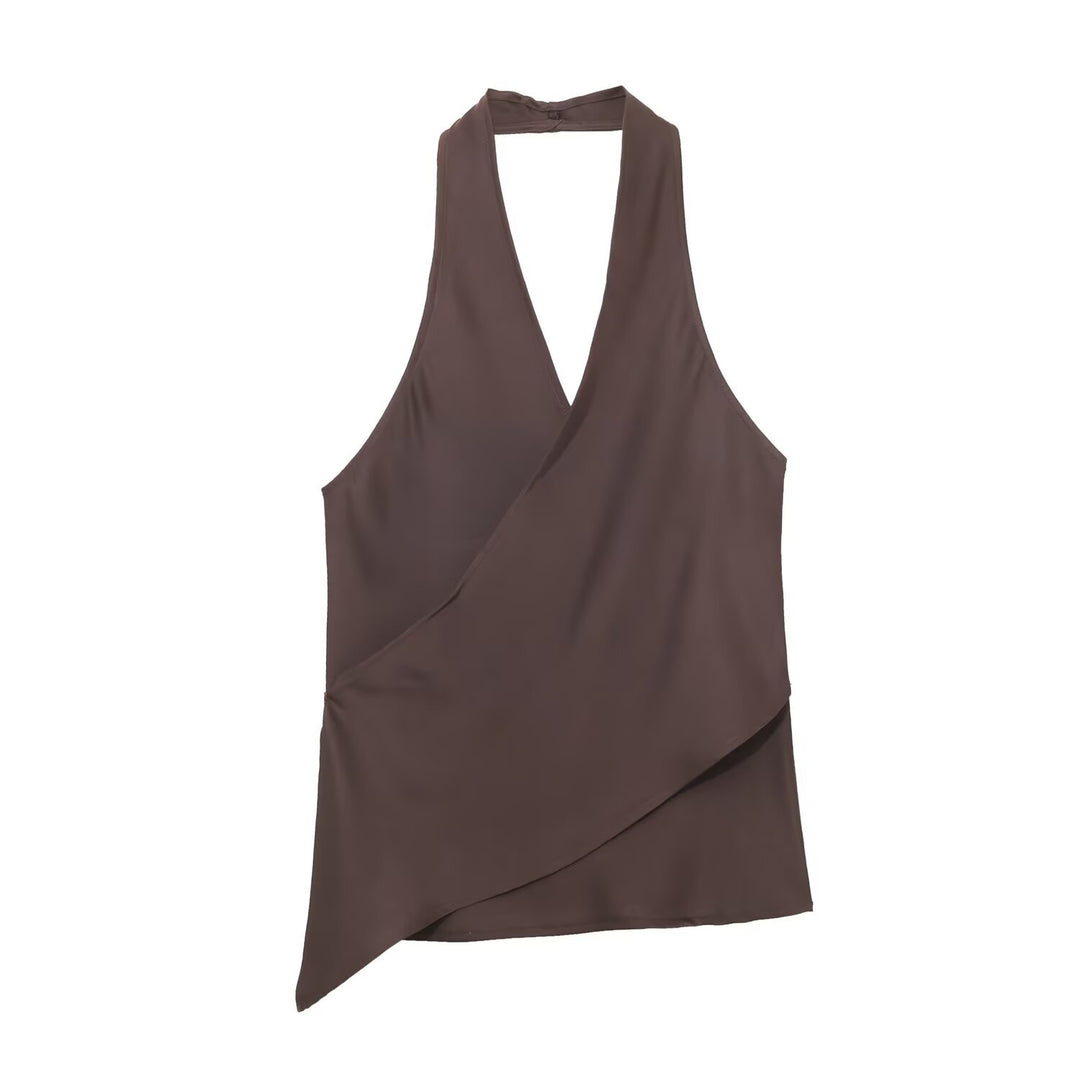 Halter Neck Satin Camisole Women N6C264