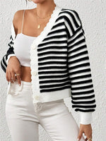 Load image into Gallery viewer, Colorblock Rainbow Lantern Sleeve Cardigan Women N6G287