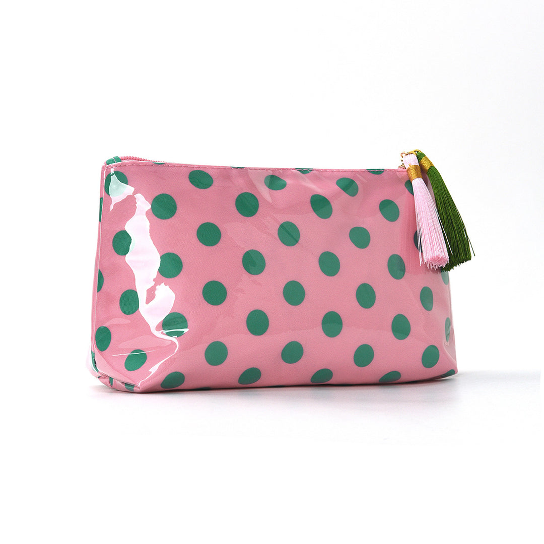 Unisex Waterproof Color-Block Polka Dot PVC Cosmetic Bag N6J248