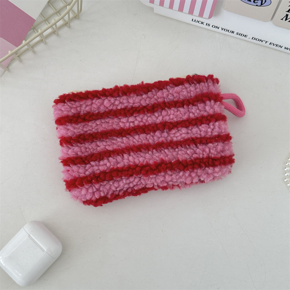 Plush Heart Coin Purse Makeup Bag Key Wallet S5P869