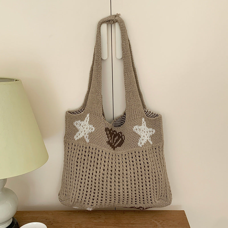Starfish Shell Knit Tote Beach Bag Large Capacity N6C053