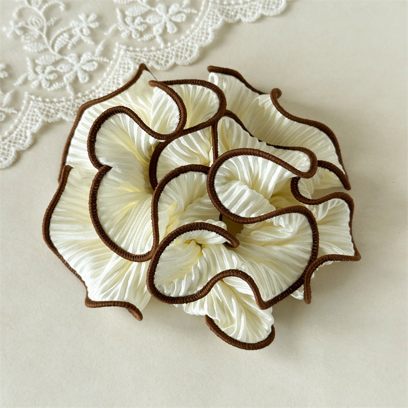 Pleated Contrast Trim Polyester Scrunchie N6K014
