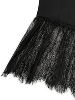 Load image into Gallery viewer, Black Lace Ruffle Cap Sleeve Sheer Crop Top N6F239