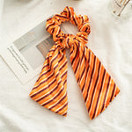 Load image into Gallery viewer, Halloween Velvet Streamer Scrunchie Ponytail Holder N6H203