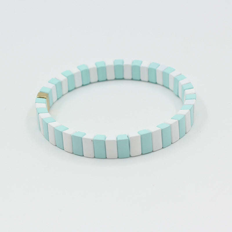 Macaron Elastic Bracelet Dual-Tone Enamel Alloy S5P043
