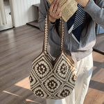 Load image into Gallery viewer, Handmade Crochet Cotton Tote Beach Bag N6A115