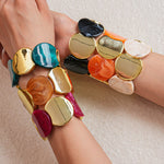 Load image into Gallery viewer, Acrylic Round Segment Elastic Bangle Statement Women N6H081