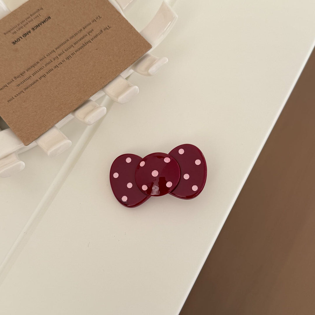 Sweet Polka Dot Hair Clip Acetate Smooth No Snag Snap N6F063