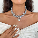 Load image into Gallery viewer, Womens Vintage Pearl Heart Multi Layer Necklace N6K179