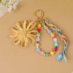 Load image into Gallery viewer, Handwoven Flower Beaded Bag Charm Keychain N6G069