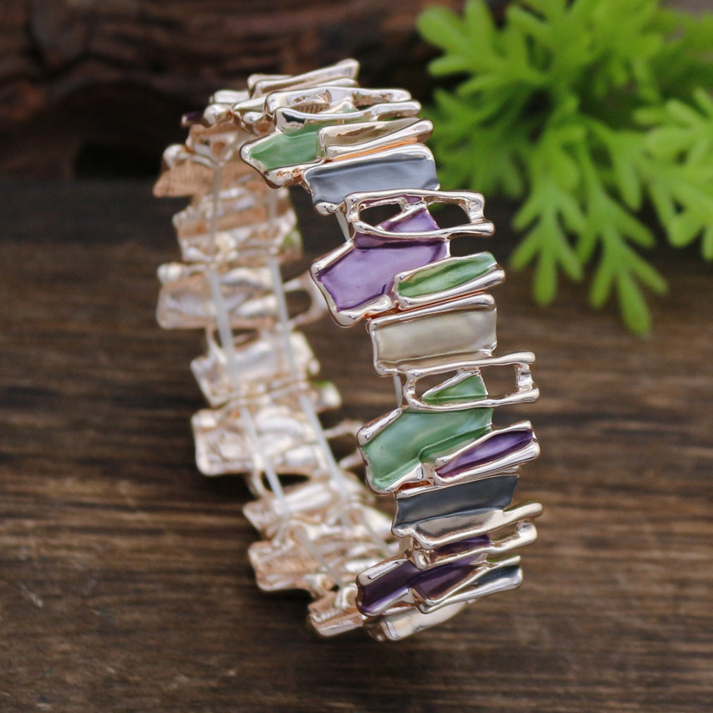 Color Drip Hand-Painted Geometric Stretch Bangle N6C213
