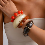 Load image into Gallery viewer, Vintage Resin Ombré Stud Circle Geometric Bangle N6H074