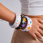 Load image into Gallery viewer, Womens Marbled Star Print Resin Bracelet N6K142