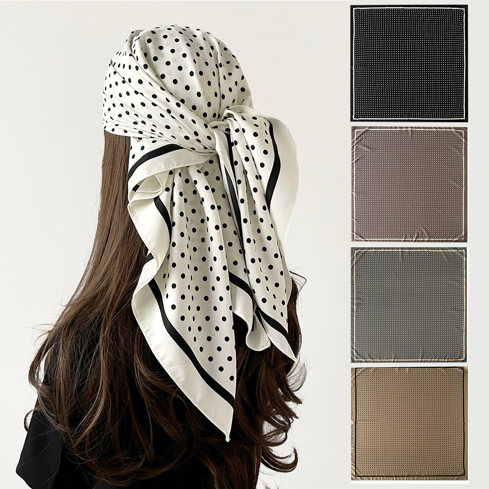 Silk-Like Twill Square Scarf 90cm Printed Shawl N6G223