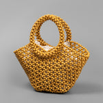 Load image into Gallery viewer, Hand Woven Maple Bead Crescent Bag Drawstring Closure S5P384