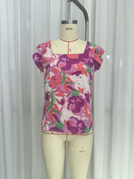 Load image into Gallery viewer, Floral Square Neck Ruffle Cap Sleeve Top Women N6F244