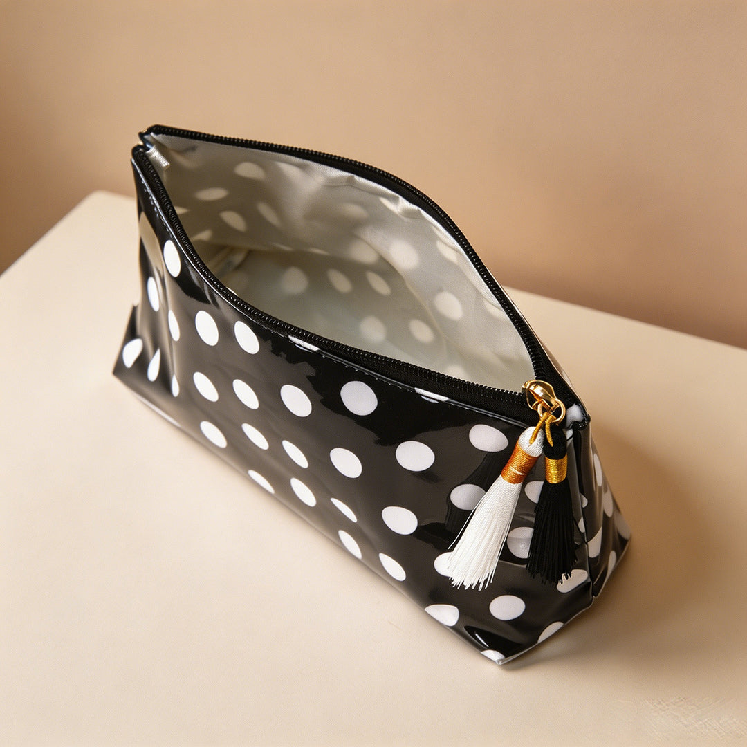 Unisex Waterproof Color-Block Polka Dot PVC Cosmetic Bag N6J248