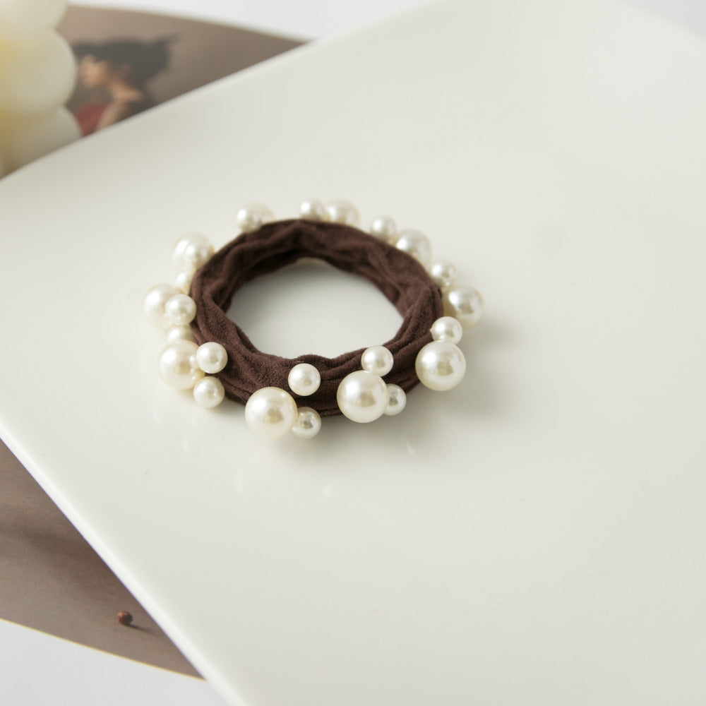 Soft Beaded Scrunchie High Ponytail Holder Women N6H183