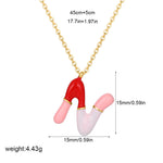 Load image into Gallery viewer, Alphabet Enamel Capsule Necklace Steel Gradient Color S5P234
