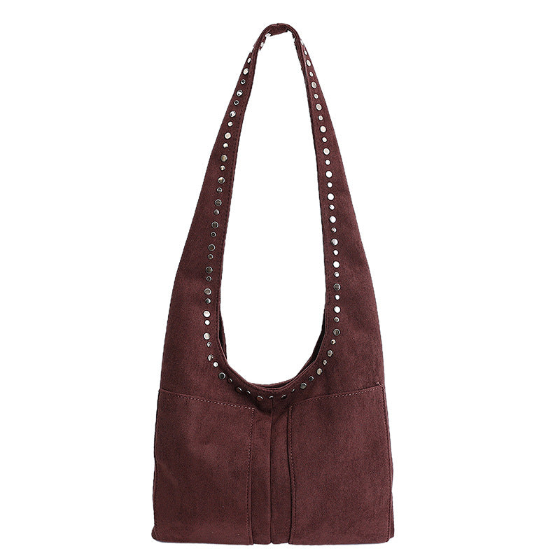 Women's Suede Rivet Dumpling Shoulder Bag N6J113