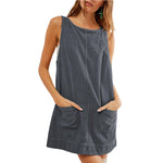 Load image into Gallery viewer, Corduroy Tank Dress Retro Silhouette Lightweight N5Z335
