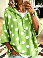 Load image into Gallery viewer, Relaxed Polka Dot Hooded Pullover Top Women N6G258