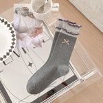 Load image into Gallery viewer, Bow Letter Label Slouch Socks Women N6C167