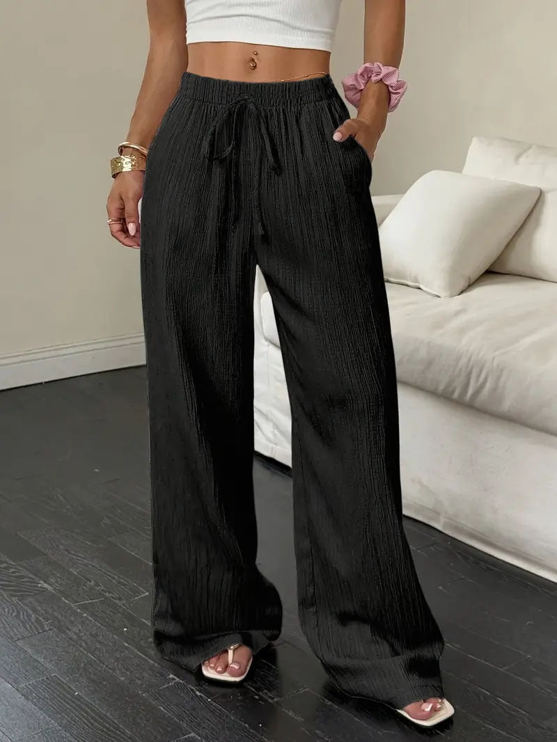 Textured Straight Leg Pants Women N6D147
