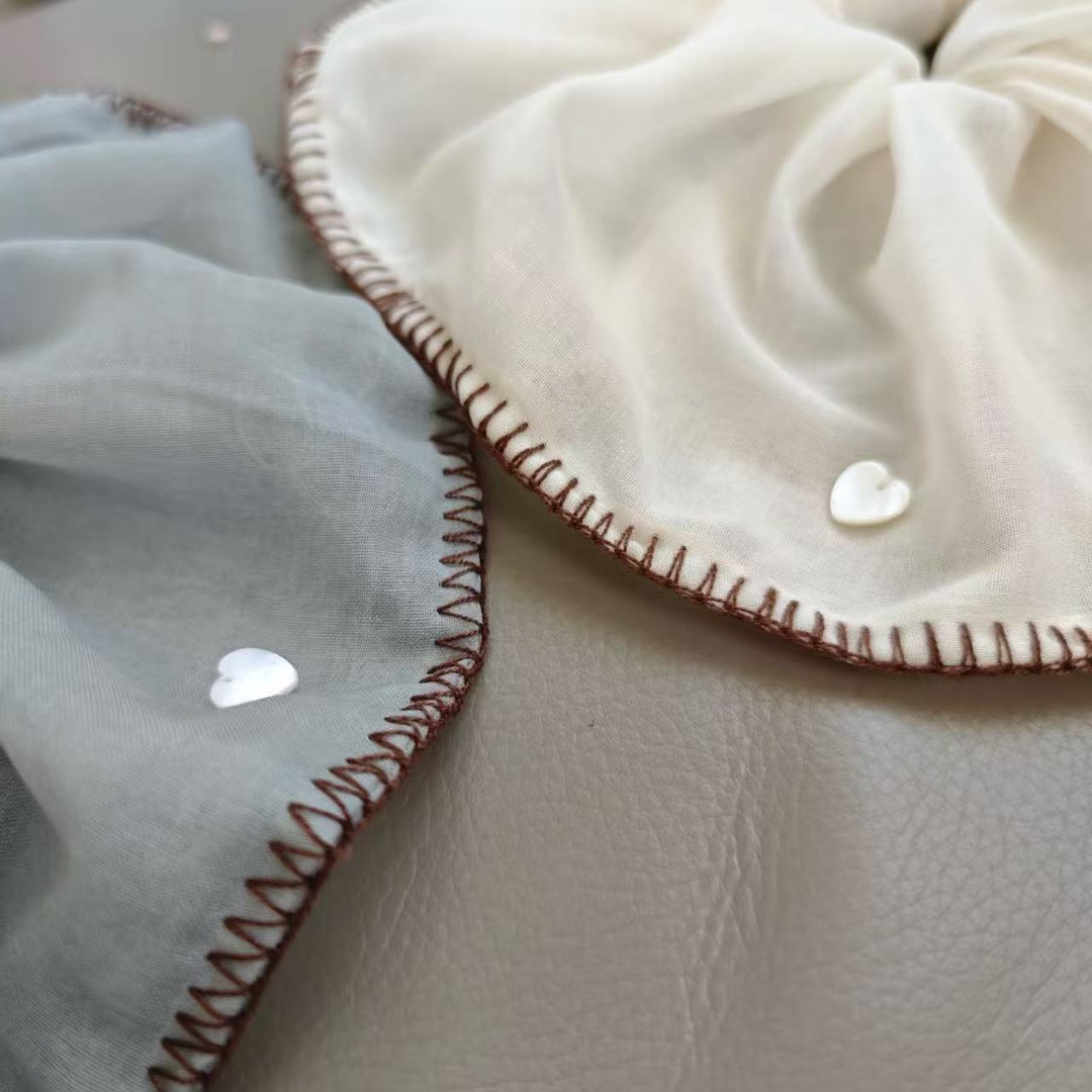 Starfish Shell Edge Scrunchie Beach Vacation Linen N6F137