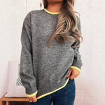 Load image into Gallery viewer, Contrast Trim Round Sweater Mid Weight Options N5A224
