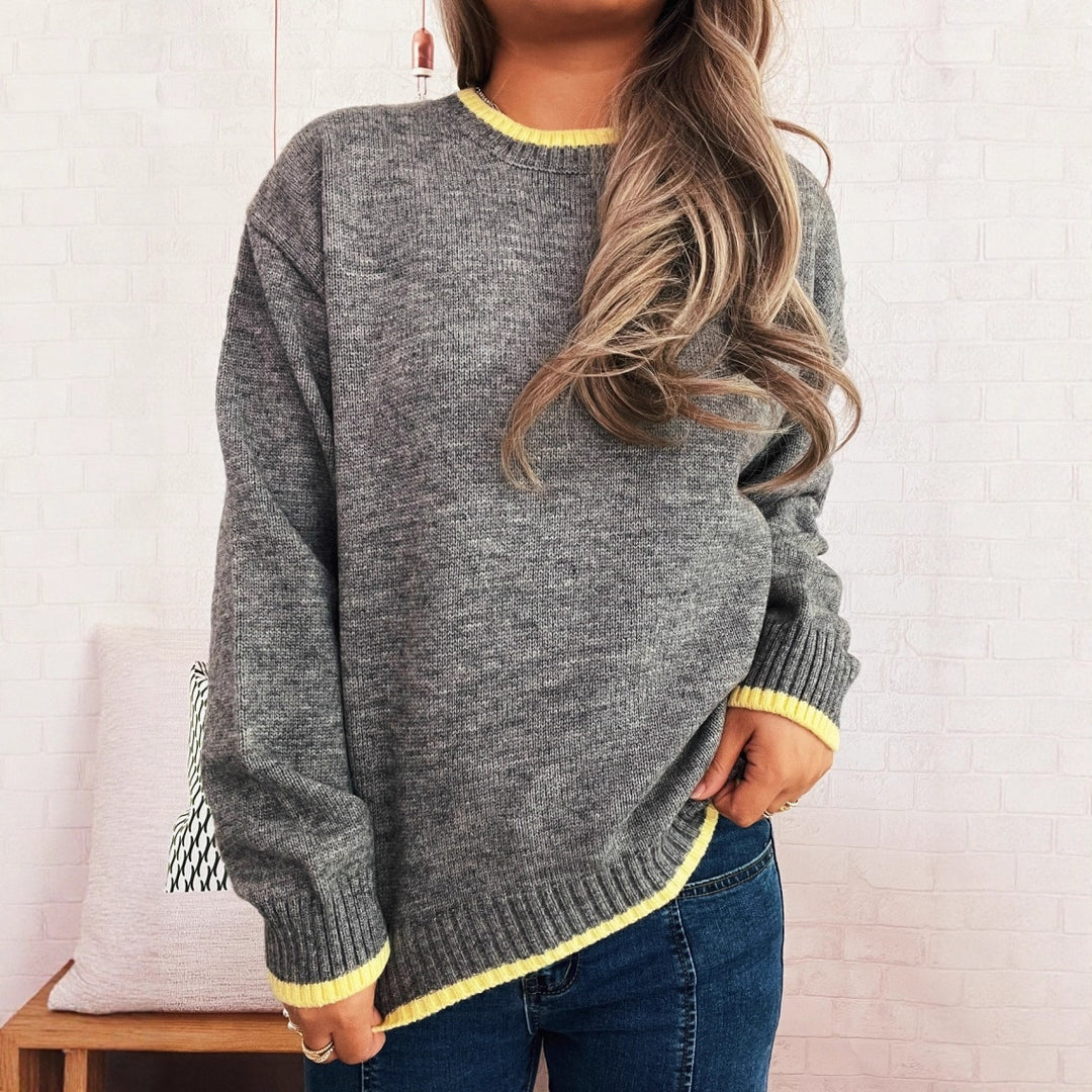 Contrast Trim Round Sweater Mid Weight Options N5A224