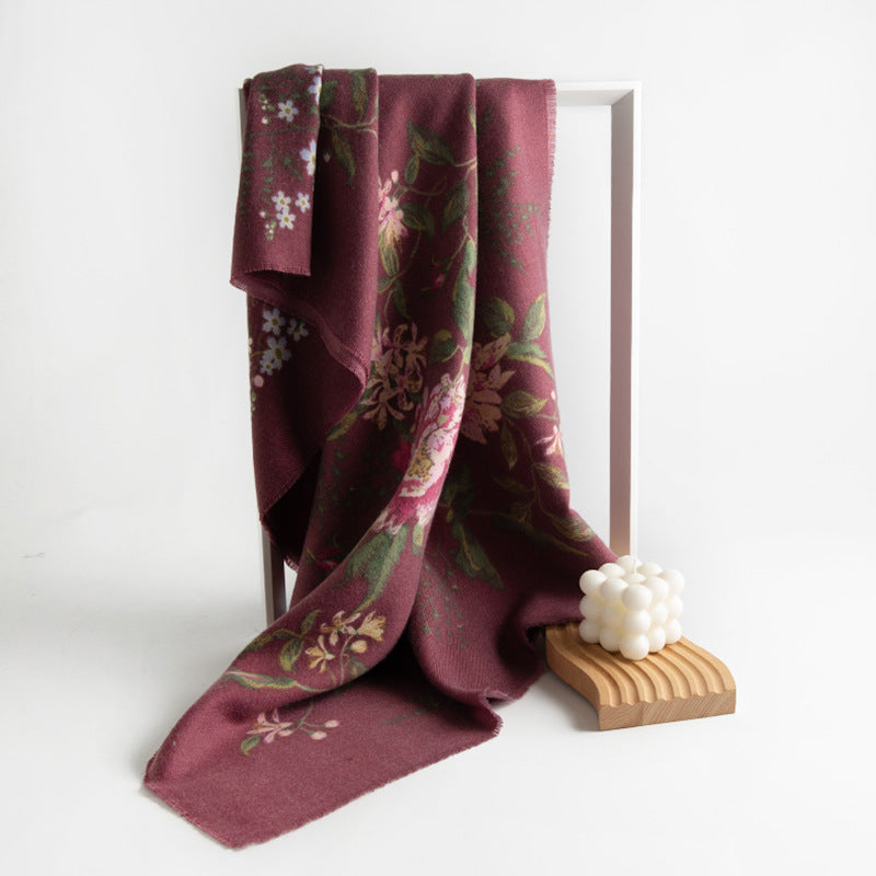 Floral Print Faux Cashmere Wrap  M5A180
