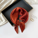 Load image into Gallery viewer, Pleated Satin Scarf Solid Square Lightweight Women N6G217