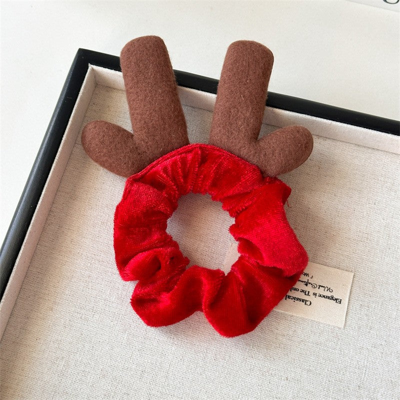 Velvet Reindeer Antler Christmas Scrunchie N6K003