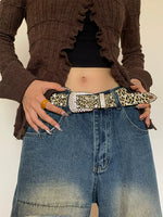 Load image into Gallery viewer, Rhinestone Leopard Print Belt Women N6C179