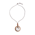 Load image into Gallery viewer, Leather Cord Wood Resin Raffia Drop Pendant Necklace N6H139