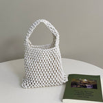 Load image into Gallery viewer, Crochet Cotton Rope Wristlet Beach Bag Inner Pocket N6E123