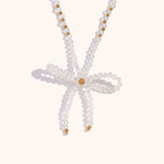 Load image into Gallery viewer, Crystal Bow Necklace Steel Gold Plated Delicate S5P231

