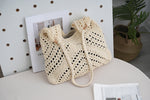 Load image into Gallery viewer, Hand Woven Openwork Cotton Shoulder Bag Underarm S5P297