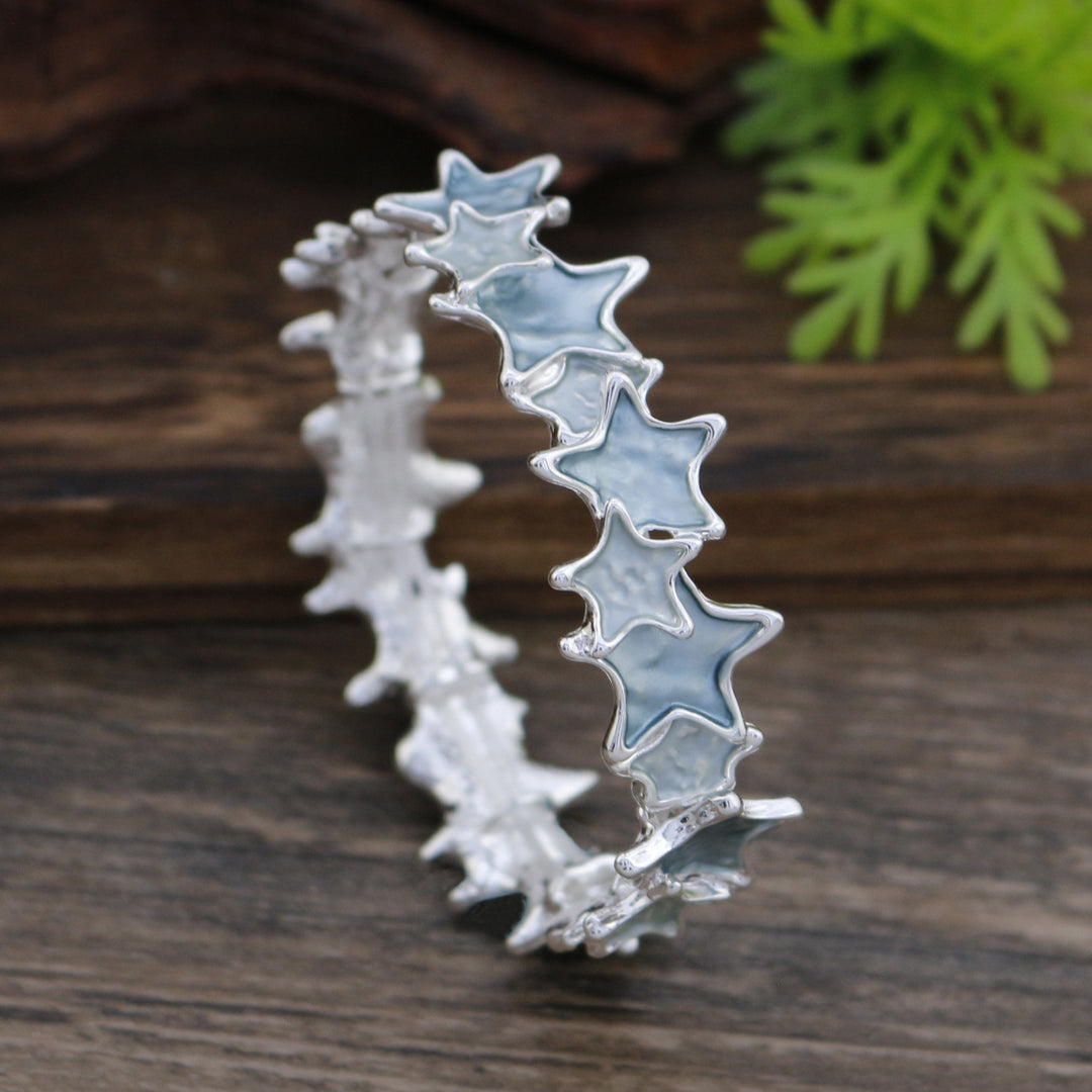 Enamel Asymmetrical Star Stretch Bangle Women N6C216