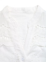 Load image into Gallery viewer, V Neck Eyelet Shirt Women Solid Color N6C105