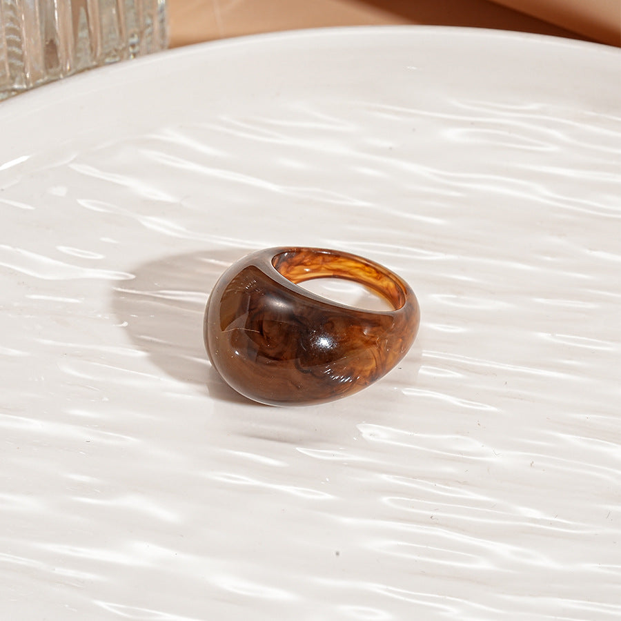 Vintage Candy Resin Oval Geometric Ring Women N6H095