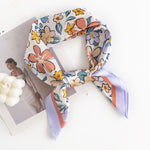 Load image into Gallery viewer, Floral Print Faux Silk Square Scarf  M5A245