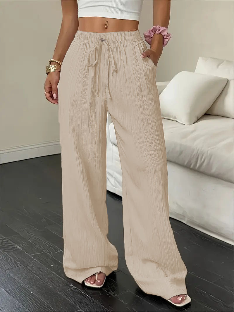 Textured Straight Leg Pants Women N6D147