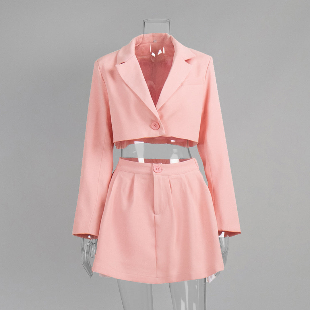 Cropped Blazer Mini Set Structured Mid Heavy N5Z396
