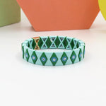 Load image into Gallery viewer, Evil Eye Rhombus Cuff Steel Stove-Enameled Elastic S5P152
