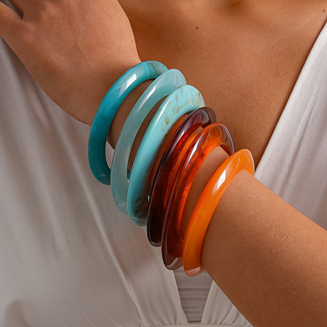 Vintage Resin Ombré Geometric Bangle Set 3-Piece N6H073