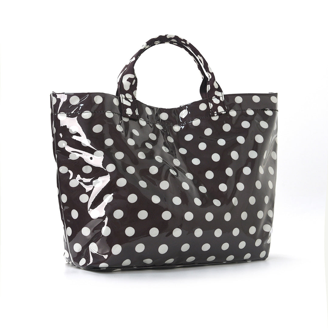 Women's Waterproof Color Block Polka Dot PVC Tote Bag N6J247