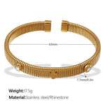 Load image into Gallery viewer, Four Leaf Clover Bangle Titanium Steel Plated Elastic S5P090