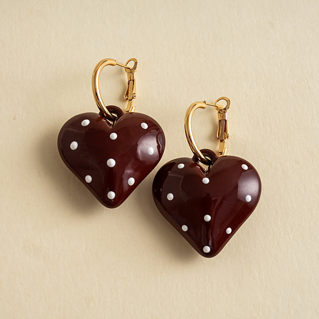 Womens Polka Dot Heart Hoop Earrings N6K158